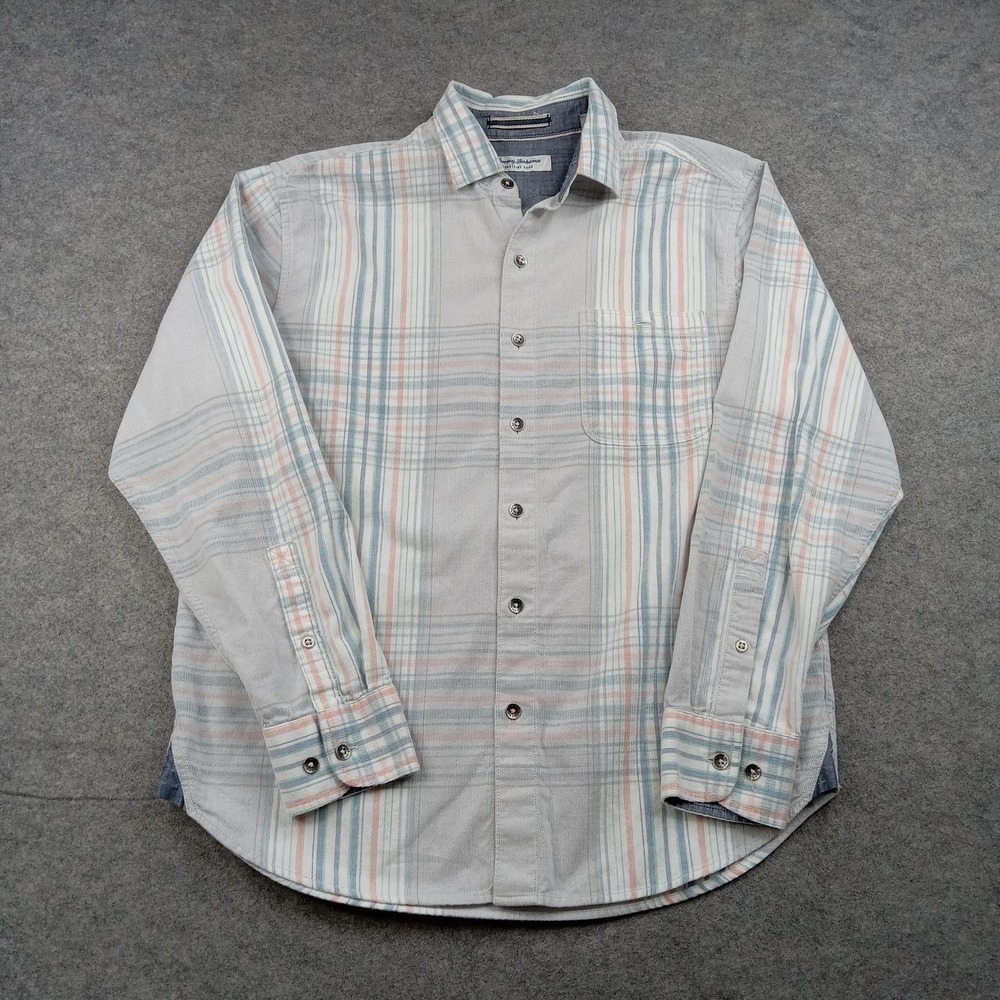 Tommy Bahama Shirt‎ Mens Medium Plaid Corduroy Button Front Coastline Cord